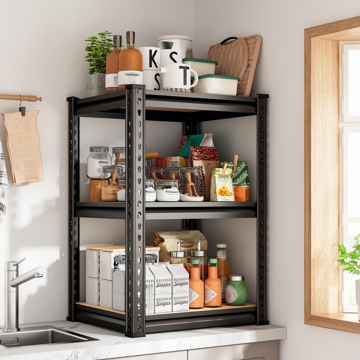 REIBII Storage Shelves 6 Tier Garage Shelving Heavy Duty Metal Shelving Loads 2250LBS Adjustable Metal Shelves for Garage Pantry Closet Kitchen Basement 16" W x 16" D x 72" H REIBII