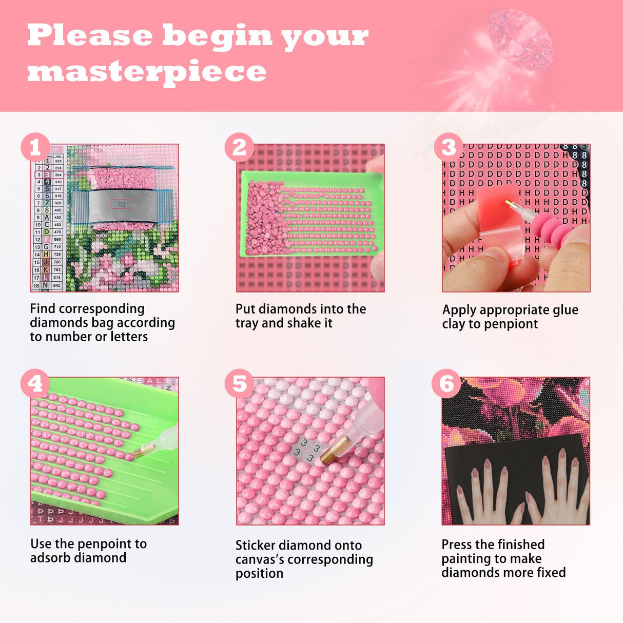 DOMROM Diamond Painting Kits for Adults, Hibiscus Diamond Art Kits, 5D Flowers Diamond Painting, DIY Round Full Drill Diamond Painting Gem Arts and Crafts for Home Decor 12x16 inch DOMROM