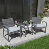 Patiorama 3 Pieces Outdoor Patio Furniture Set, Outdoor Wicker Conversation Set, Patio Rattan Chair Set, Modern Bistro Set with Coffee Table, Garden Balcony Backyard Poolside (Light Gray) Patiorama