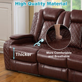 Lyngins 3+2+1 Power Sectional Reclining Sofa Set, Modern Recliner Couch, Loveseat, Chair with USB Ports/LED Lights/Storage Console/Cup Holders, PU Leather Recliner for Living Room, RV Theater, Brown Lyngins