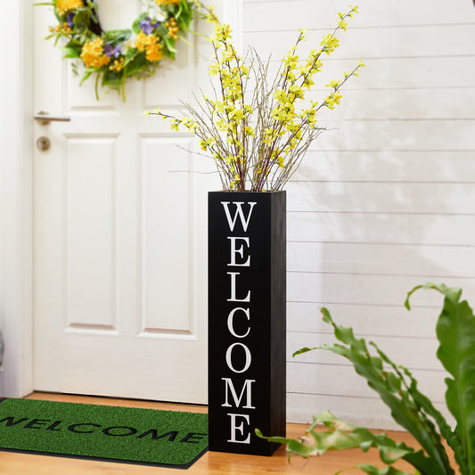Glitzhome 30"H Double Sided Wooden Black Boxed WELCOME HOME Porch Sign, Rustic Home Porch Sign for Front Porch Decor