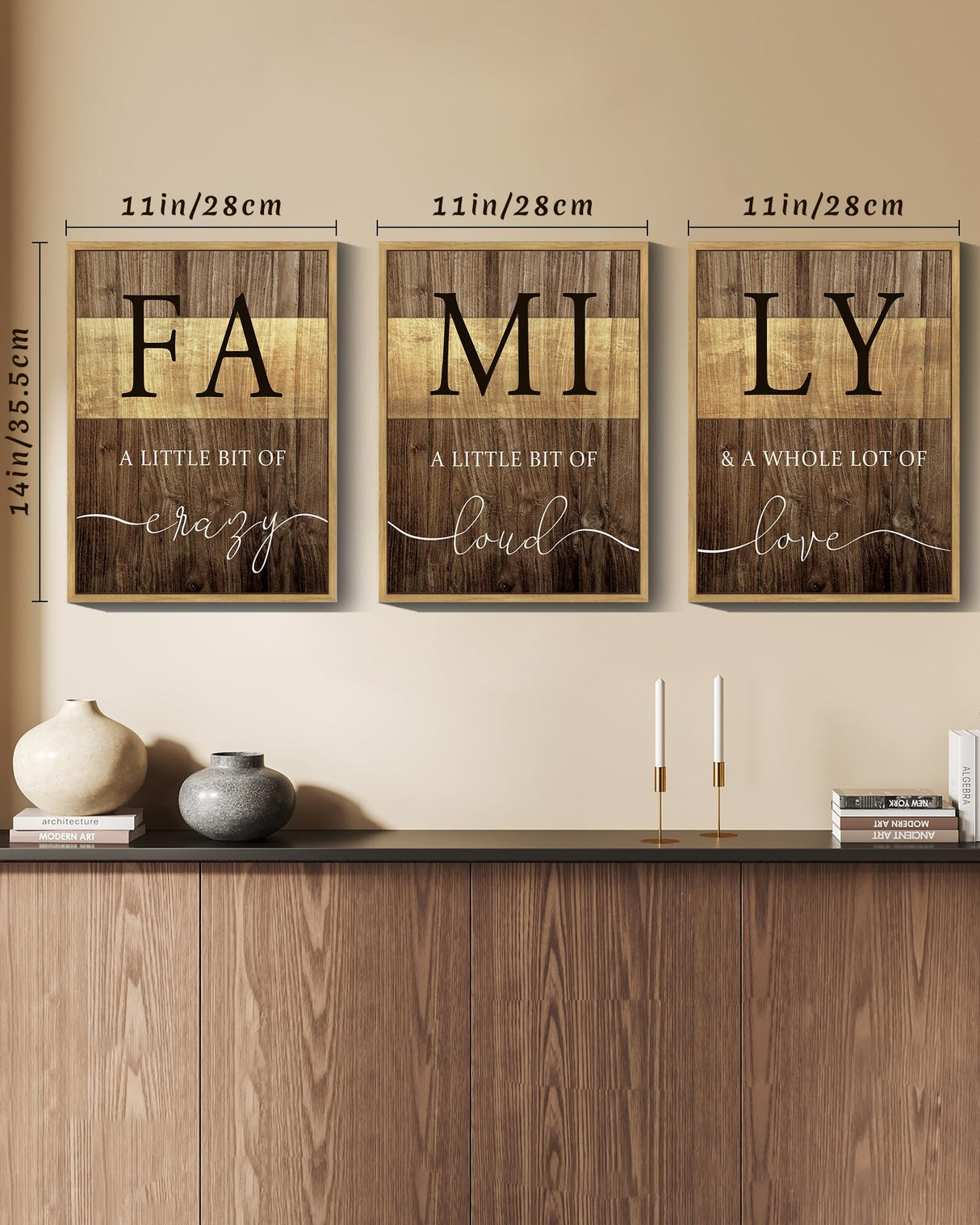 Drsoum Home Family Wall Decor Farmhouse Sign Wall Hanging Decor Rustic Netural Quotes Prints Artwork for Home Dining Room Kitchen 11x14in Natural Framed Drsoum