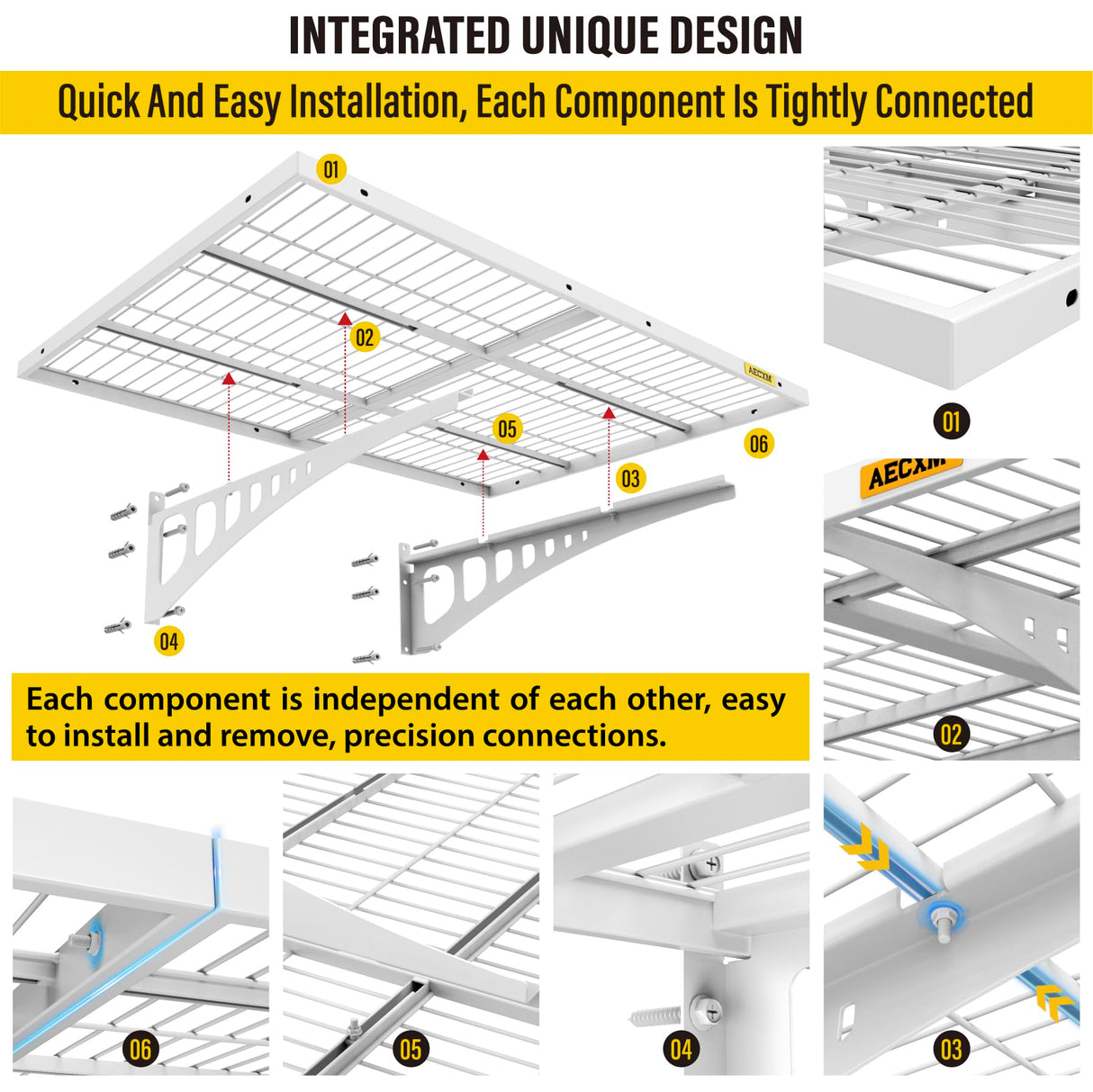 Aecxm 2x3ft 2Pack Wire Shelving Unit Heavy Duty Garage Storage Shelves Wall Mounted White 560lbs Load Capacity（24-inch-by-36-inch） Aecxm