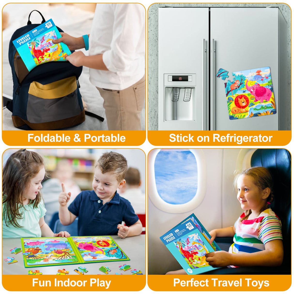 Magnetic Puzzles for Kids Ages 3-5, Two-Book Set, Dinosaur Animal Jigsaw Puzzle Magnet Books Travel Games Montessori Preschool Learning Activities Toddler Toys for 3 4 5 6 Year Old Boys Girls Hieoby