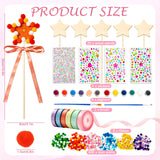 JarThenaAMCS 20 Pcs Princess Fairy Wands Kit Make Your Own Magic Wand Unfinished Wooden Fairy Wands with Ribbons Gem Stickers Felt Ball Paint Brush DIY Art Crafts for Birthday Party Supplies JarThenaAMCS