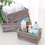 MyGift Country Rustic Torched Wood Storage Decorative Box, Nesting Wooden Crate Box Container, Set of 3 MyGift