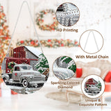 SENQAO Christmas Diamond Art Hanging Kits for Adults Kids, Farmhouse Truck Diamond Art Suncatchers, 5D Special Shape Diamond Painting Pendant Window Ornament Gifts for Home Door Wall Decor SENQAO