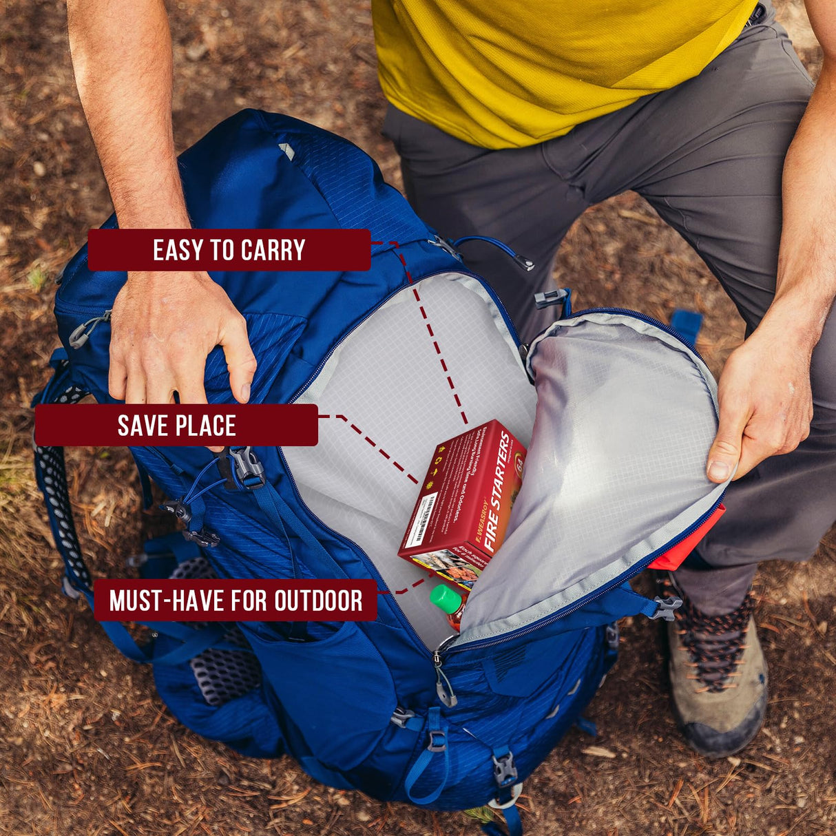 Fire Starter Squares 64 - Fire Starters for Fireplace,Chimney,BBQ Grill,Camping Fire,Wood Stove - Water Resistant and Safe Odourless - Camping Accessories AWEASROY