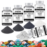 Rock Tumbler Grit and Ceramic Tumbling Media 2 Pounds, Polish Up to 13 lbs. of Rocks, Polish Refill Media Kit, Compatible with Any Tumbler (4 Step + Tumbling Media) eyaeyao