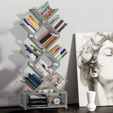 Gintan 9-Tier Modern Book Shelves with Storage, Bedroom Shelves Folding Bookshelves, No Installation Required Shelf Tree Bookcase for Living Room, Study, Home Office, Bed Room (Grey) Gintan