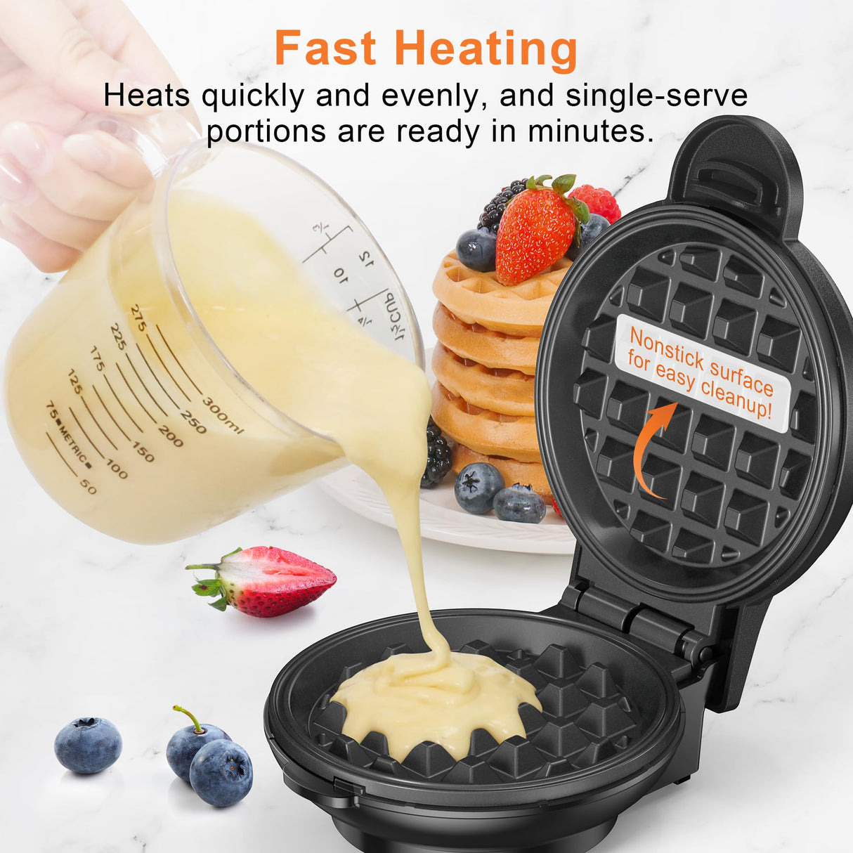 Crownful Mini Waffle Maker Machine, 4 Inch Chaffle Maker with Compact Design, Easy to Clean, Non-Stick Surface, Recipe Guide Included, Perfect for Breakfast, Dessert, Sandwich, or Other Snacks CROWNFUL