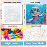 xcemhil Sea Turtle Paint by Numbers Kit for Kids with Wooden Easel Frame, Kid Paint by Number Kits, Turtle Paint by Numbers for Kids Age 5-12 for Gifts and Home Decor 8x8in xcemhil