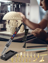 21-in-1 3D Printer Smoothing Tool Kit, 80W LCD Digital Adjustable Temperature Soldering Welding Iron Kit with Insert Brass Heatset Nuts & Soldering Tips, Fast Heating 3D Printing Modify Finishing Tool SARDVISA