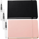 Teling 2 Pcs Watercolor Paper Sketchbook with 3 Pcs Watercolor Brush Pens, Small Portable Sketchbook Journal Pocket Notebook Travel for Painters Art Supplies(7.6 x 5.3 Inch) Teling