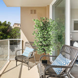 GTIDEA 6ft Artificial Tree Ficus, Tall Faux Trees Indoor with Natural Trunk and Fake Silk Tree Fake Plants for Home Spring Decor Living Room Outdoor Balcony House Office (Included Dried Moss) GTIDEA