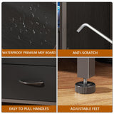 Furologee 55" LED TV Stand for Bedroom with Power Outlets, Entertainment Center with 6 Fabric Drawers for 50/55/60 inch TVs, Dresser TV Stand Long Console Media Table for Living Room, PU Black Furologee