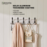 LECHYN Rustic Wooden Coat Rack Wall Mount with 5 Hooks, Farmhouse Wood Coat Hanger Wall Mount Heavy Duty for Hanging Jacket Coat (White) LECHYN