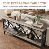 Tribesigns 70.9-Inch Narrow Sofa Table, Industrial Long Sofa Table Behind Couch, Entry Console Table with Storage for Entryway, Living Room, Foyer, Unique Design, Vintage Grey Tribesigns