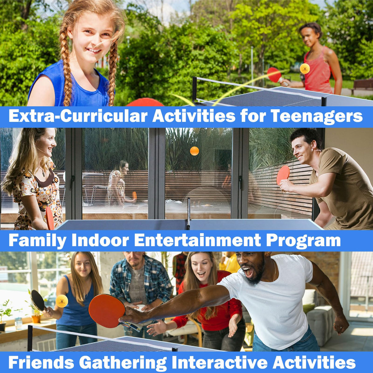 Athfiner Full-Size Portable Ping Pong Table 4.5FT/6FT Foldable Compact for Space Saver,Table Tennis Table Kids Children Boys Girls Teenager Adults,Multi-Use Free Standing Game Table,Assembly Free Athfiner