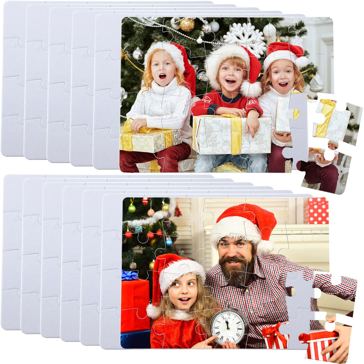 13 Sheets Blank Puzzles Blank White Jigsaw Puzzles Sublimation Puzzle Craft for Boys Girls Decoration, DIY Invite, Photo Heat Transfer, 20 Pieces, 7.87 x 5.51 Inch Gejoy
