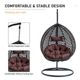 Egg Swing Chair Outdoor with Stand, Indoor Swing for Adults, Hanging Egg Rattan Basket Chair with Cushion and Pillow, Foldable Basket and Metal Stand for Porch, Patio, Bedroom, Balcony,Yard (Black) CRIPNAS