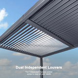 PURPLE LEAF Louvered Pergola 10' x 12' Patio Aluminum Pergola with Independent Adjustable Rainproof Roof Hardtop Pergola for Outdoor Deck Garden Yard PURPLE LEAF
