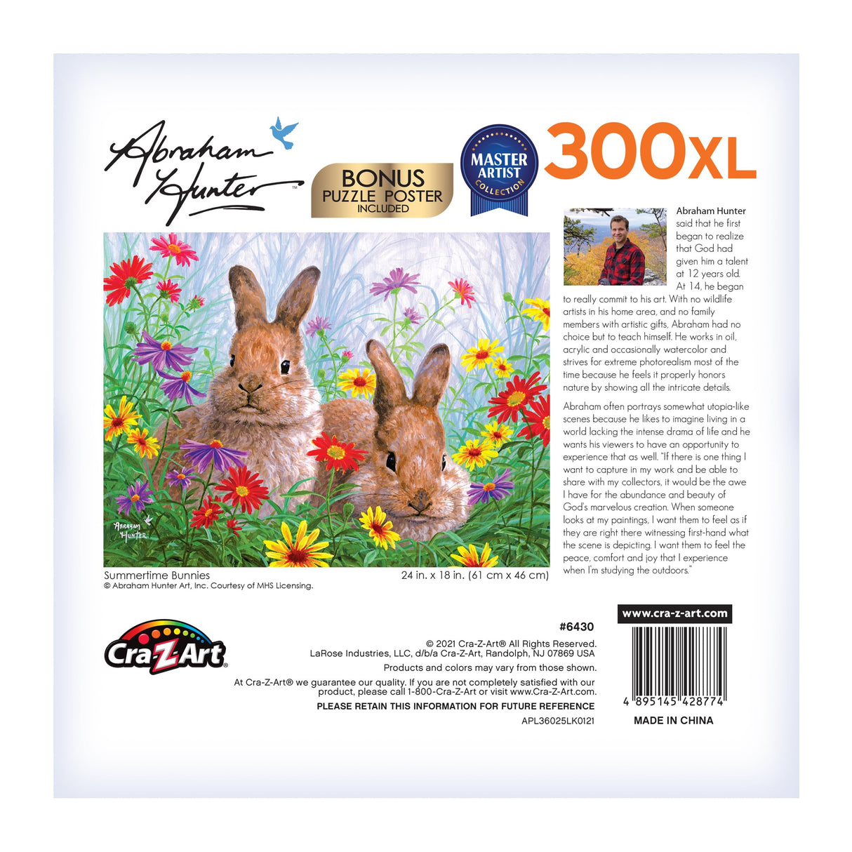 RoseArt - Abraham Hunter - Summertime Bunnies - 300 Piece Jigsaw Puzzle for Adults RoseArt