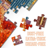 Fall Central Park Puzzles 1000 Pieces for Adults, Fun Fall Winter Snow Jigsaw Puzzle, Autumn Art Puzzle Collage as Home Decor BBOLDIN