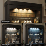 CABIHOME Farmhouse Coffee Bar Cabinet with Storage LED Buffet Cabinet 72" Coffee Hutch Cabinet Large Kitchen Sideboard with Wine Rack/Glass Shelf for Kitchen, Dining Room, Living Room (Black) CABIHOME