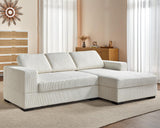 AMERLIFE 96 Inch Sofa, Comfy Couch- Oversized Sectional Sofa Couch with Chaise, Modern Sofa with Right Chaise, White Corduroy Sofa AMERLIFE