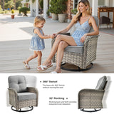 11 Pieces Outdoor Sectional Patio Furniture Set with 54" Fire Pit,Wicker Conversation Sets Rattan L Shaped Couch Swivel Rocking Chairs,Modular Outdoor Sofa for Porch Balcony Backyard Dark Grey ORMONO