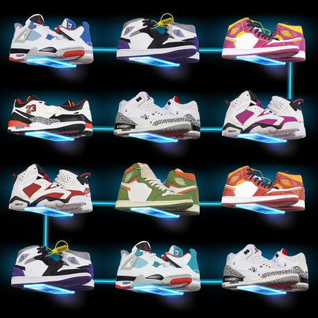 DILIBRA 12 Packs Floating Shoe Display Shelf with Lights, Glow Color Changing Sneaker Display Shelves for Wall, Levitating Shoe Rack Organizer Holder for for Showcase Sneaker Collection or Shoes Box DILIBRA