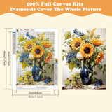 SENQAO Sunflowers Diamond Art Kits for Adults, Full Drill Diamond Dots Paintings for Beginners, Round 5D Paint with Diamonds Pictures Gem Art Painting Kits DIY Adult Crafts Kits 12x16inch SENQAO