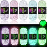 Fanfanwin 5 Rolls Glow in The Dark Chenille Yarn Luminous Crochet Yarn Glow Sewing Craft for DIY Arts Crafts Halloween Knitting Sewing Crocheting Supplies, 76.5 Yard Per Roll Fanfanwin