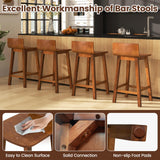 COSTWAY Solid Wood Bar Stools Set of 2, 24.5-inch Counter Height Chairs with Low Back and Footrest, Farmhouse Wooden Armless barstools for Kitchen Island, Dining Room, Cafe, Breakfast, Brown COSTWAY