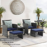 OC Orange-Casual 6 Piece Patio Furniture Conversation Set with Ottoman, Outdoor Grey Wicker Chair and Table Set, Balcony Furniture for Apartments, Navy Blue OC Orange-Casual