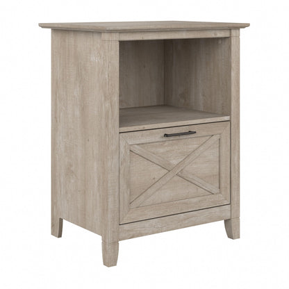 Bush Business Furniture Key West Casual End Table with Drawer in Washed Gray - WoodArtSupply