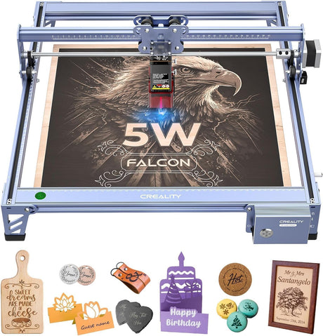 Creality Falcon 5W Laser Engraver Machine, 72w High Precision 0.06mm Laser Cutter and Engraving Machine for Wood Metal Leather Acrylic Glass, 10000mm/min, Offline Usage, CNC Laser Engraver CREALITY FALCON