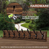 U-Chain Wooden Wall Coat Rack with 8 Tri Metal Hooks for Hanging Coats, Backpacks and More - 28 Inch Wall Mounted for Mudroom, Farmhouse Entryway U-Chain