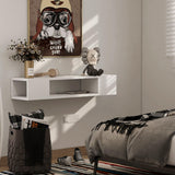 GHC Floating TV Stand, Wall Mounted Entertainment Center and Cabinet Shelf, Media Console for DVD Player, Space-Saving Under TV Shelf for Bedroom, Living Room (White) GHC