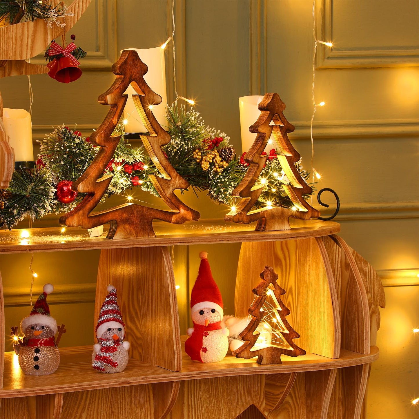 Cinnvoice 3 Pcs Wood Christmas Tree Decorations Xmas Tree Tabletop Display Farmhouse Christmas Decoration Christmas Tree Shaped Decorations Christmas Modern Centerpieces for Holiday