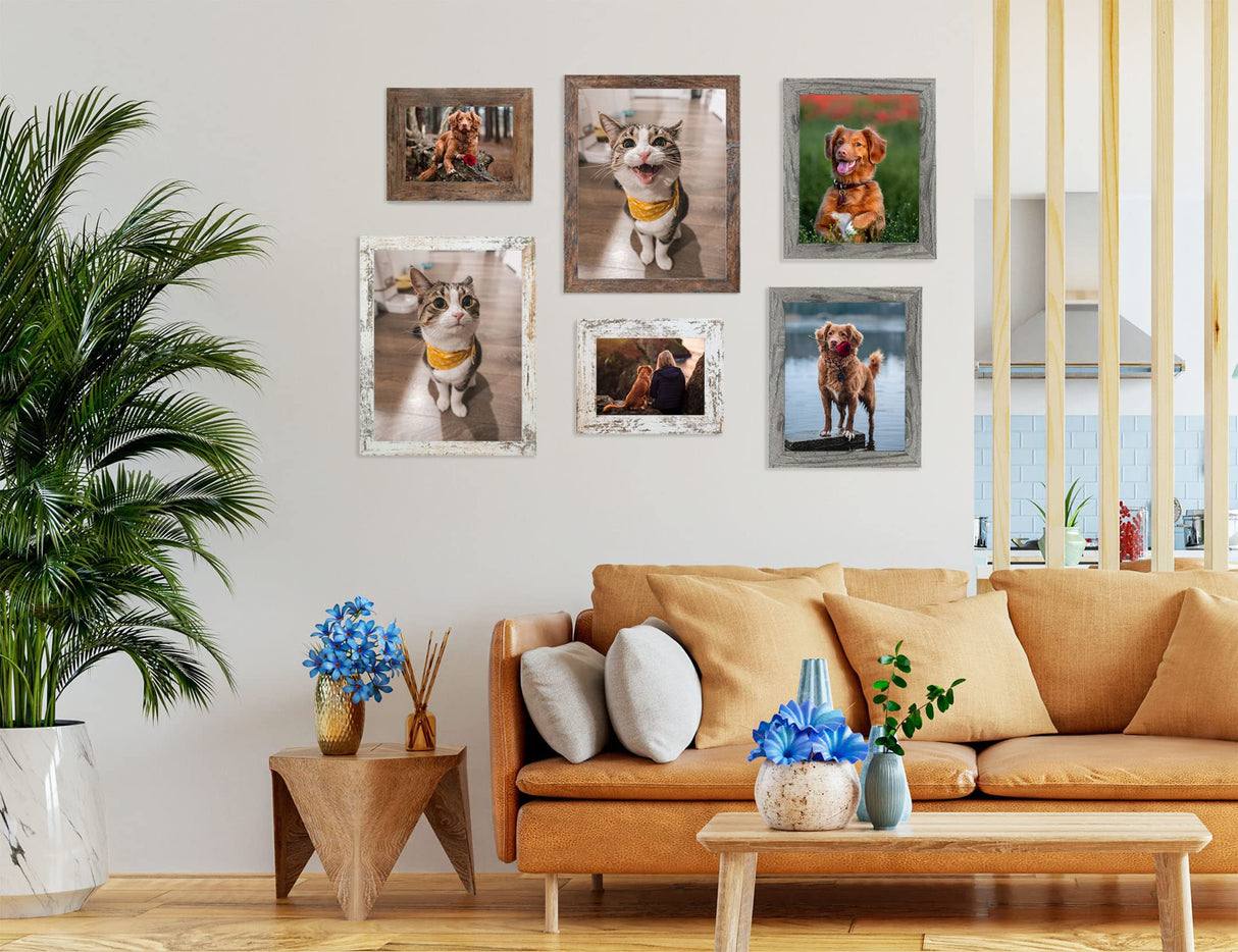 Califortree Rustic Brown 5x7 Picture Frame - Display Photos 4x6 with Mat or 5x7 Without Mat - HD Glass Inside, Wall and Tabletop - Set of 2 Califortree