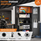 METALTIGER Metal Storage Cabinet with Wheels & Lock, Rolling Garage Storage Locker with Locking Doors, Tool Cabinet on Wheels (72" Large Rolling Digital, Black) METALTIGER