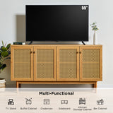 AMERLIFE 63" Sideboard Buffets Cabinet, 2-Adjustable Shelves Sideboard with 4 Doors, Large Accent Storage Credenzas for Living Room, Dining Room, Bedroom, Natural AMERLIFE