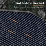 AMERLIFE 13x15 ft Spruce Wood Gazebo, Outdoor Gazebo with Bar Storage, Hardtop Wooden Paviloinwith Metal Steel Gable Roof, Patio, Garage, Black + Natural Wood AMERLIFE