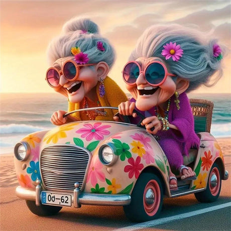 Grandmother Paint by Numbers Kits for Adults,Car Easy Adult Painting by Number on Canvas for Beginner, DIY Watercolor Painting for Gift Home Decor Relax. (car) Hestarcul