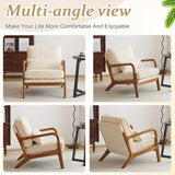 VINGLI Upgraded Premium Corduroy Accent Chair,Upholstered Arm Chair,Solid Wood Comfy Reading Chair with Lumbar Pillow, Mid Century Modern Chairs for Living Room,Bedroom,Guest Room,Beige VINGLI