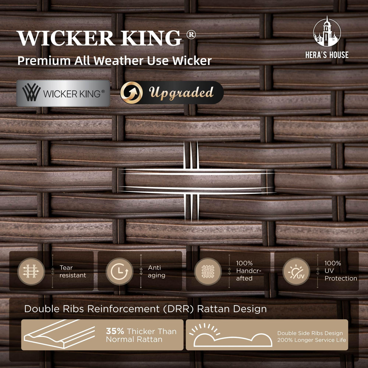 Small Patio Furniture Set, 3 Pieces Wicker Outdoor Sectional Set, L-Shaped Patio Couch Set, Modular Rattan Conversation Set with Lounge Sofa and Ottomans for Deck Lawn Garden, Beige HERA'S HOUSE