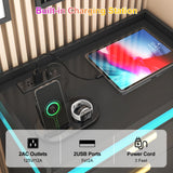 knoworld Black Dresser with LED Lights, Wooden LED Dresser, 4 Drawer Chest with Charging Station, Tall Chest of Drawer Closet Organizer for Bedroom, Living Room, Entryway, Hallway knoworld