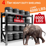 Umeiga 59" W Heavy Duty Garage Shelving, 6000LBS Garage Storage Shelves Industrial Shelving Unit, 4 Tier Adjustable Metal Shelving for Basement, Shop, Warehouse, 59" W x 24" D x 59" H Umeiga